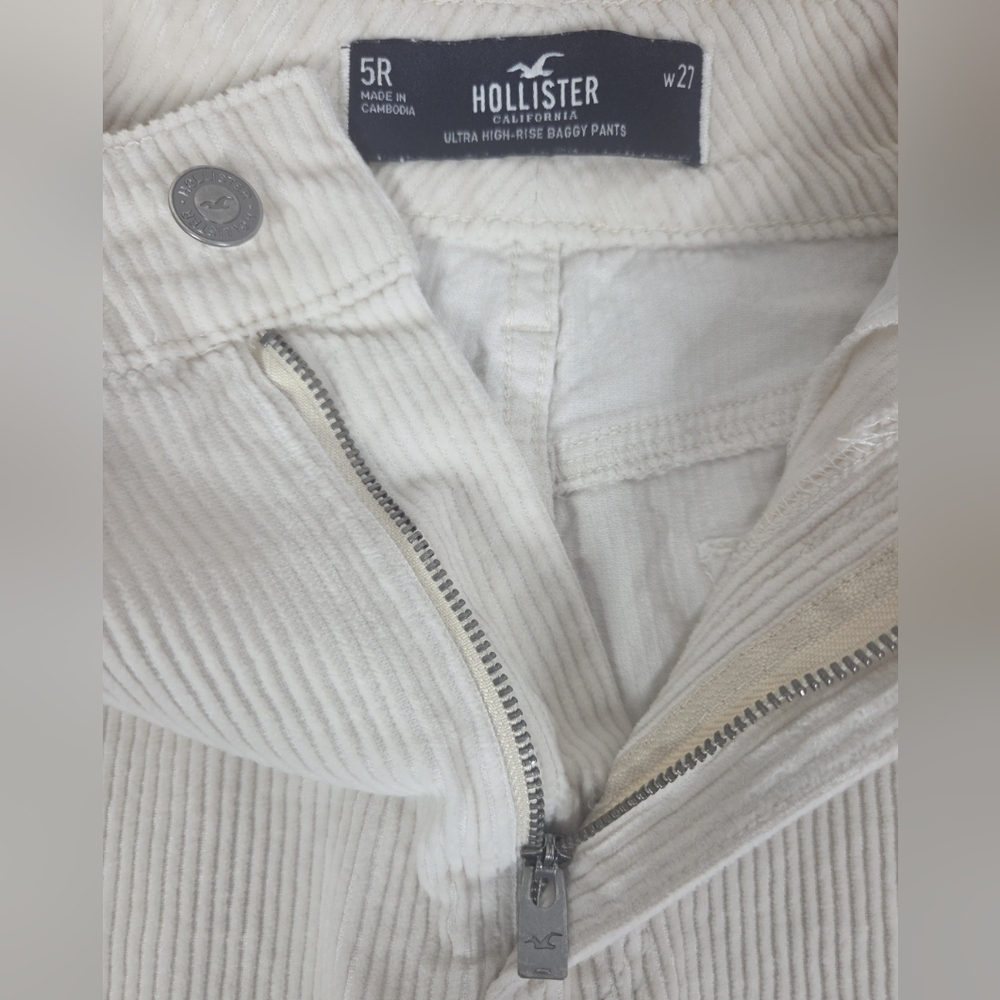 Hollister Ultra High Rise Baggy Cord Cargo Wide Leg Pants Elephant Jumbo Wale 27 - Picture 4 of 12